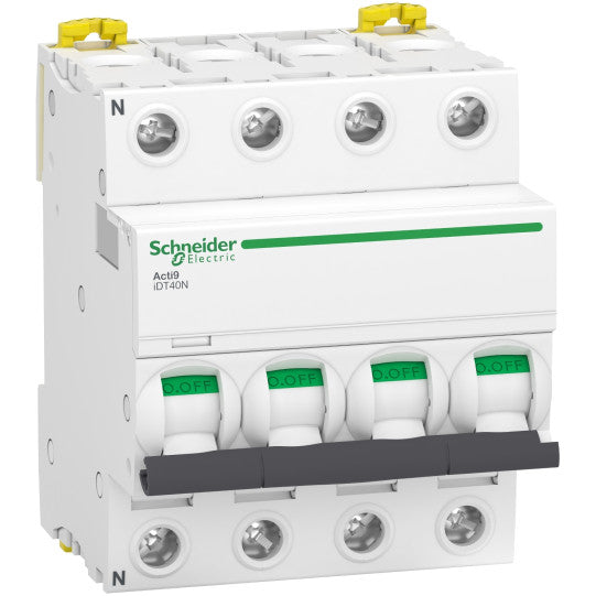 Schneider Electric Acti9 A9P24463 - Acti9 iDT40N - Miniature circuit breaker - 4P - 63A - C curve - 6000A/10kA - Schneider
