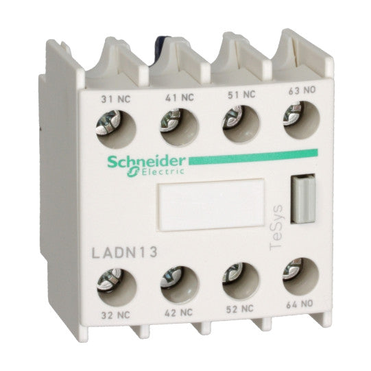 Schneider Electric TeSys Auxiliary contact block, TeSys D, 4NO, front mounting, screw clamp terminals, EN 50012 - LADN40G