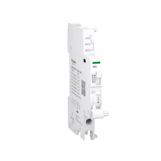 Schneider Electric Acti 9 Auxiliary contact, Acti9 A9A, iSD, 1 C/O, 100mA to 6A, 24VAC to 415VAC, 24VDC to 130VDC, bottom connection - A9A26907