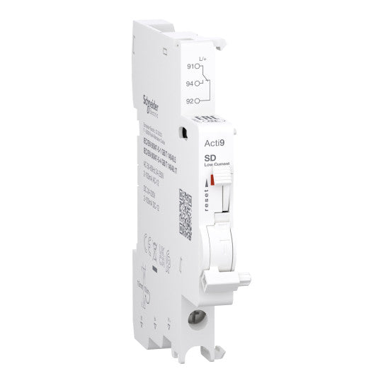 Schneider Electric Acti 9 Auxiliary contact, Acti9 A9N, SD, 1 C/O, 2mA to 100mA, 24VAC to 250VAC, 24VDC to 220VDC, bottom connection - A9N26917