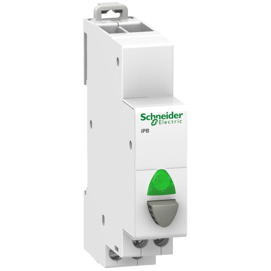 Schneider Electric Acti 9 Acti9 iPB 1NO single push button grey - indicator light Green 110-230Vac - A9E18036