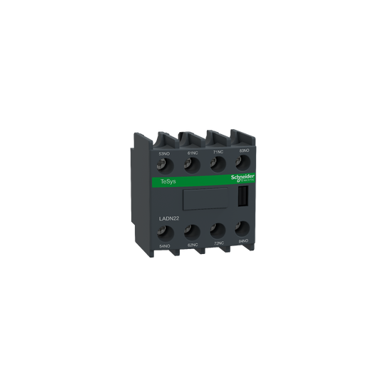 Schneider Electric TeSys Auxiliary contact block, TeSys D, 2NO + 2NC, front mounting, screw clamp terminals - LADN22