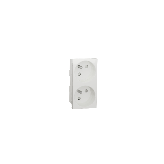 Schneider Electric Unica 2 Socket-outlet, New Unica, mechanism, 2P + E, 16A, French, with shutter, screwless terminals, IP3x, glossy, white - NU306918